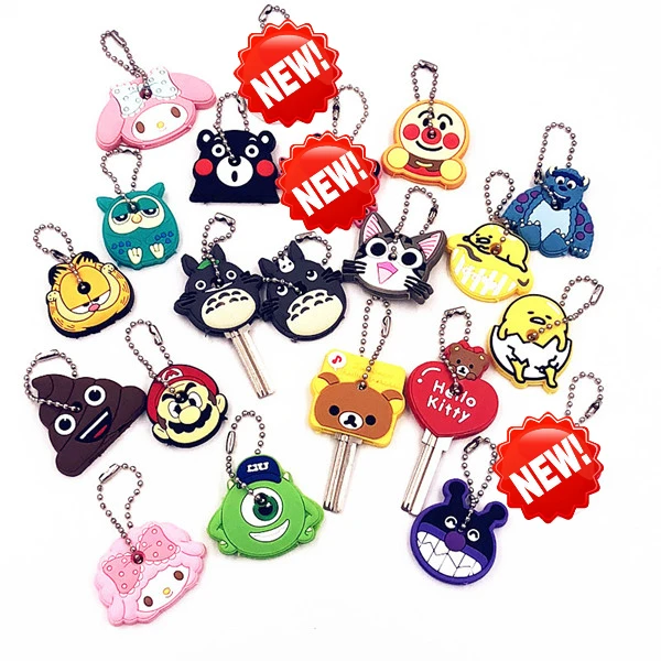 mixed 40pcs 40 шт./компл. милый мультяшный Тоторо Минни ключ с медведем крышка брелок ювелирные изделия силиконовый брелок держатель для ключей детский подарок - Цвет: mixed 40pcs