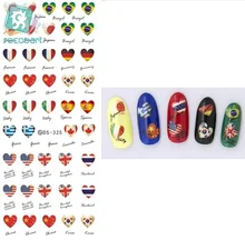 Rocooart DS325 Water Transfer Nails Art Sticker Harajuku Elements Heart Style Country Flags Nail Wraps Sticker Manicura Decal