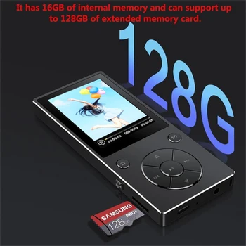 

MP3 Player Bluetooth 16GB Built-in Speaker with 2.4 Inch TFT Screen Lossless Sound Music Player, Supports SD Card up to 128GB