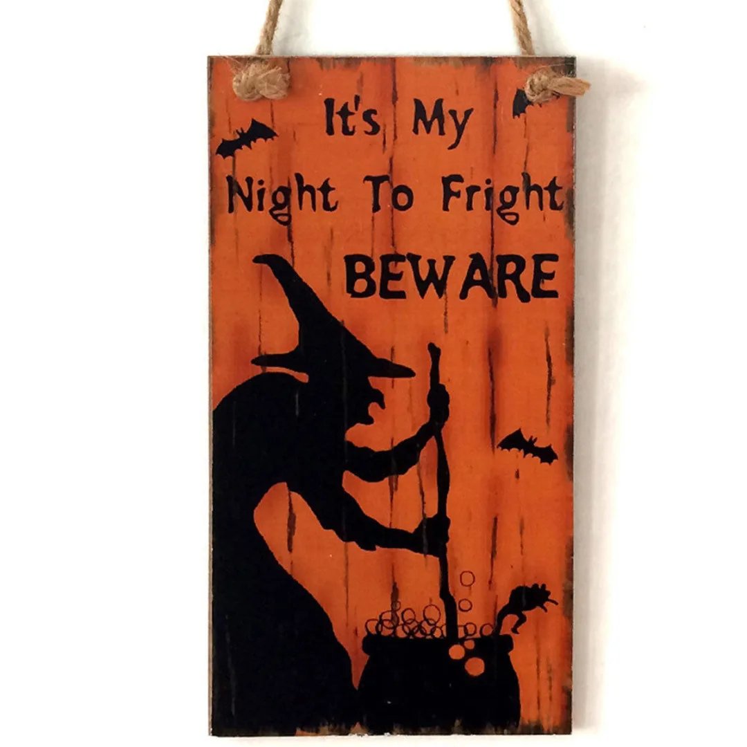 Halloween Wooden Door Hanging Plaque Board Sign Art Party Home Wall Decor