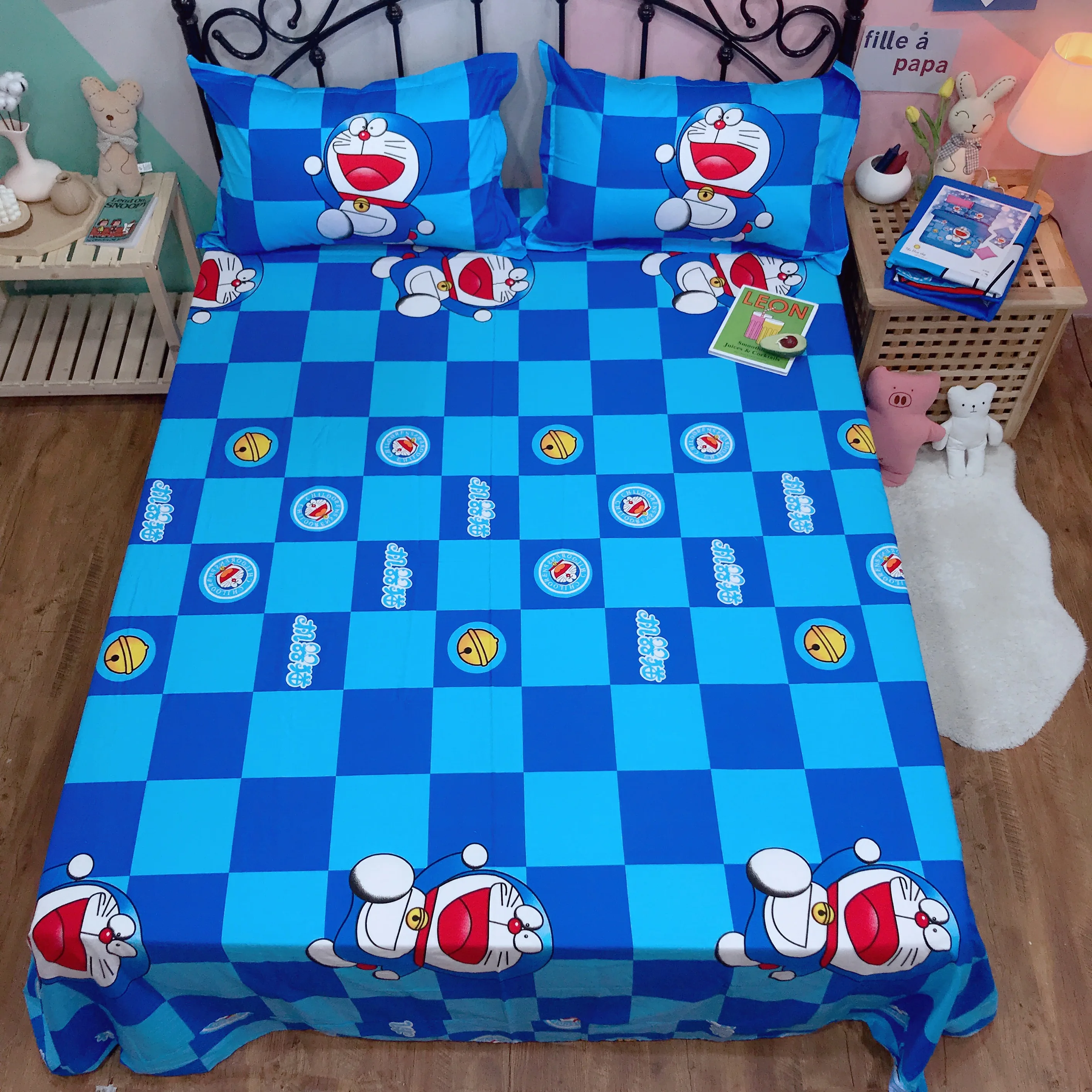 Комплект постельных принадлежностей с рисунком Doraemon детское чистое хлопковое