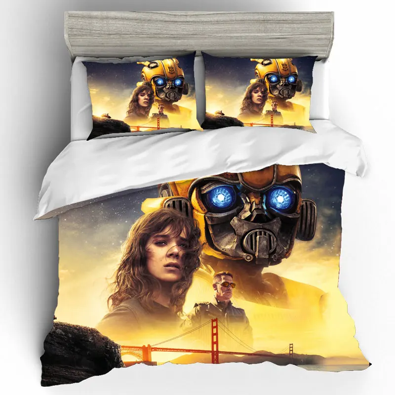 

King Size 3D Printing Bedding Set Autobots Bumblebee Bedding Sets Duvet Cover Bed Sheets Pillowcases Bed Linen Home Textile