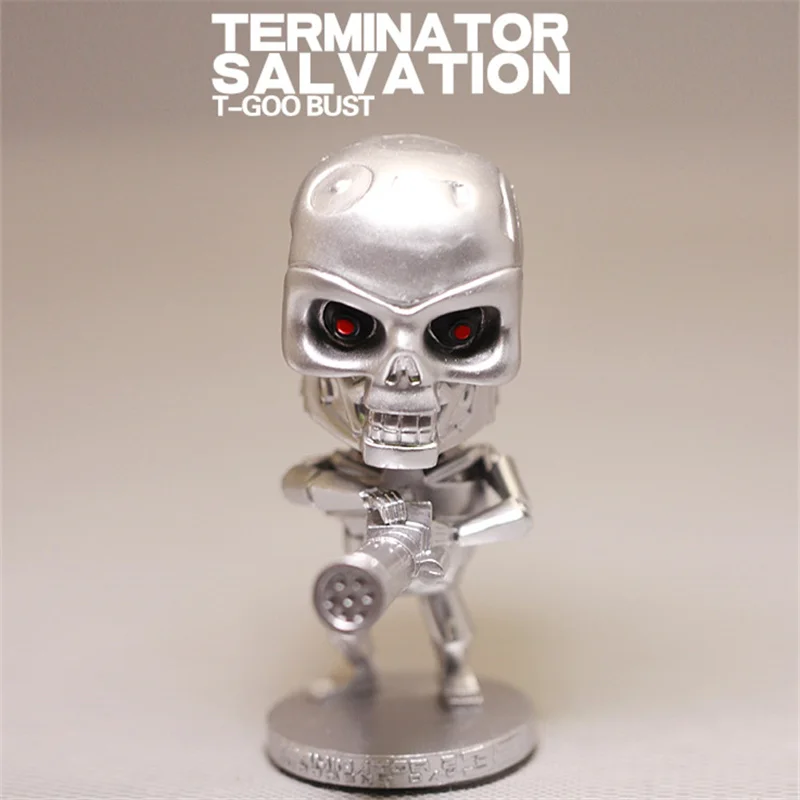 

1piece 10cm Terminator T-goo bust Judgment Day 3D Endoskeleton Bobble Head Car Decoration PVC Action Figure Toys