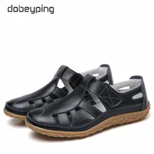 Dobeyping/Женская обувь на полой подошве; женская обувь из натуральной кожи на плоской подошве; летние женские лоферы; дышащая пляжная женская обувь; большие размеры 35-42