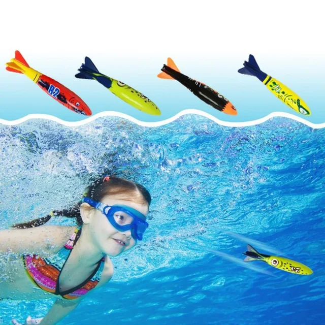 4Pcs/Set Diving Torpedo Underwater Swimming Pool Playing Toy Outdoor