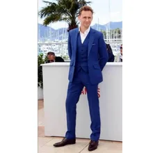 Men’s Suits Blue Men’s Wedding Suits 3Pcs Groom Tuxedos Formal Grooms Man Lapel Custom Made