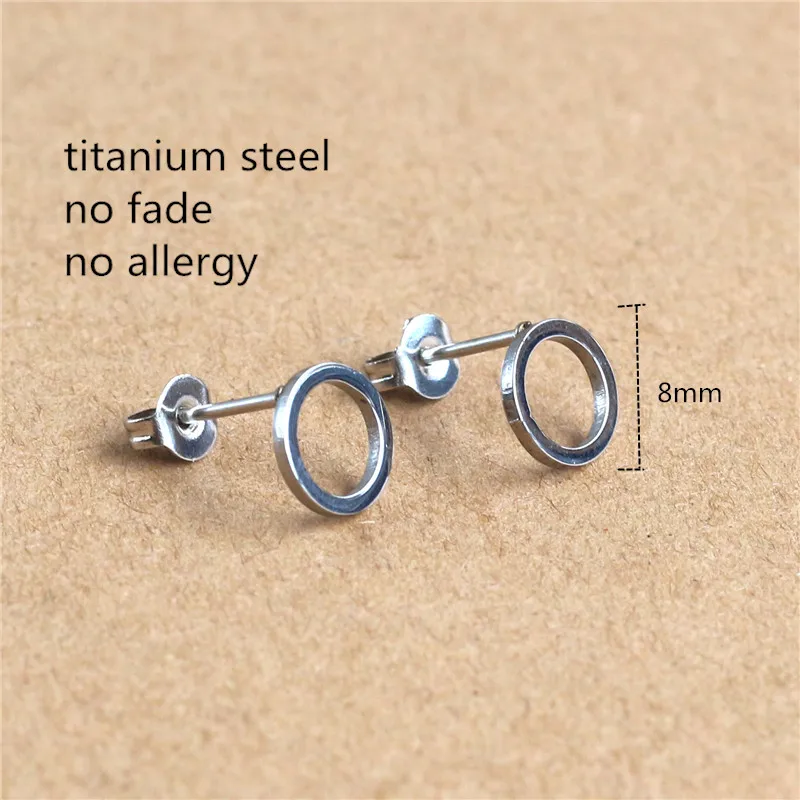

Titanium 316L Stainless Steel IP Planting Stud Earrings Brief Circle 8mm No Fade Allergy Free Fashion Jewelry