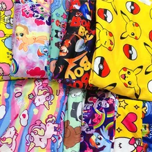 50X150 м трикотажная полиэфирная хлопковая ткань с рисунком пони Пикачу и единорогом, пэчворк, сделай сам, одежда, материал для шитья, футболка, простыни