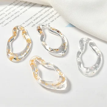 

45*23mm Glitter Transparent Hollow Out Earring Pendants Resin Plastic DIY Jewelry Earring Ornament irregular Geometry Charms