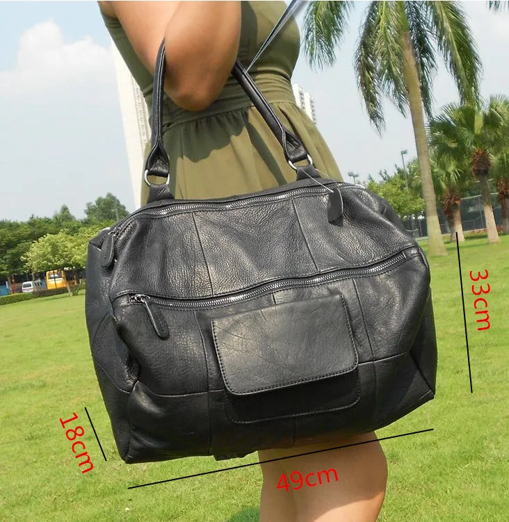 Женская большая черная сумка на одно плечо из натуральной кожи, женская мягкая сумка из натуральной кожи, первый слой из воловьей кожи, очень большая сумка-мессенджер