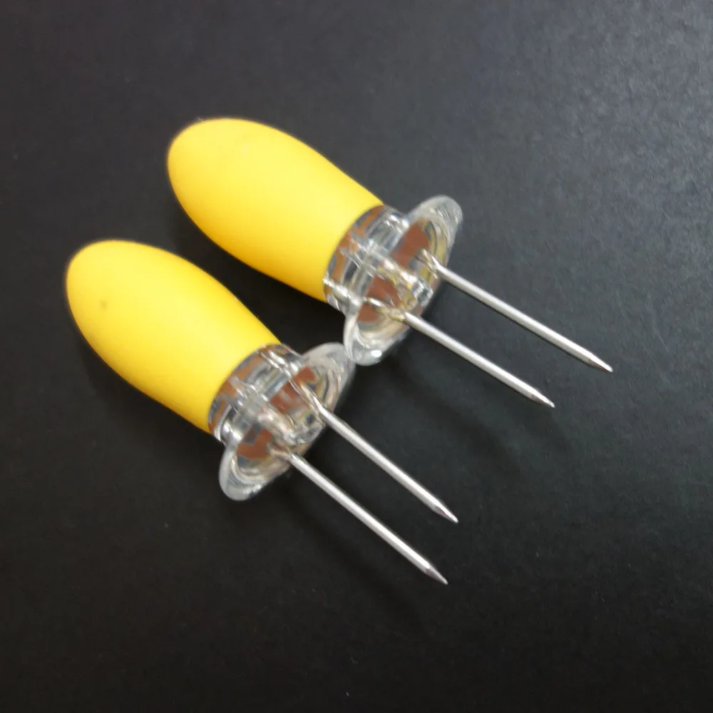 4pcs Stainless Steel Corn Holders Skewers Prongs Jumbo Corn on the Cob Holders Hot Dog Meat Fruit Forks Kitchen BBQ Accessories