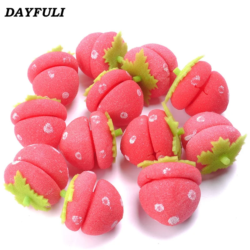 

12Pcs Women Hair Rollers Curlers Strawberry Balls Hair Styling Soft Sponge Lovely DIY Tool Styling Rollers Sponge Hair Curling