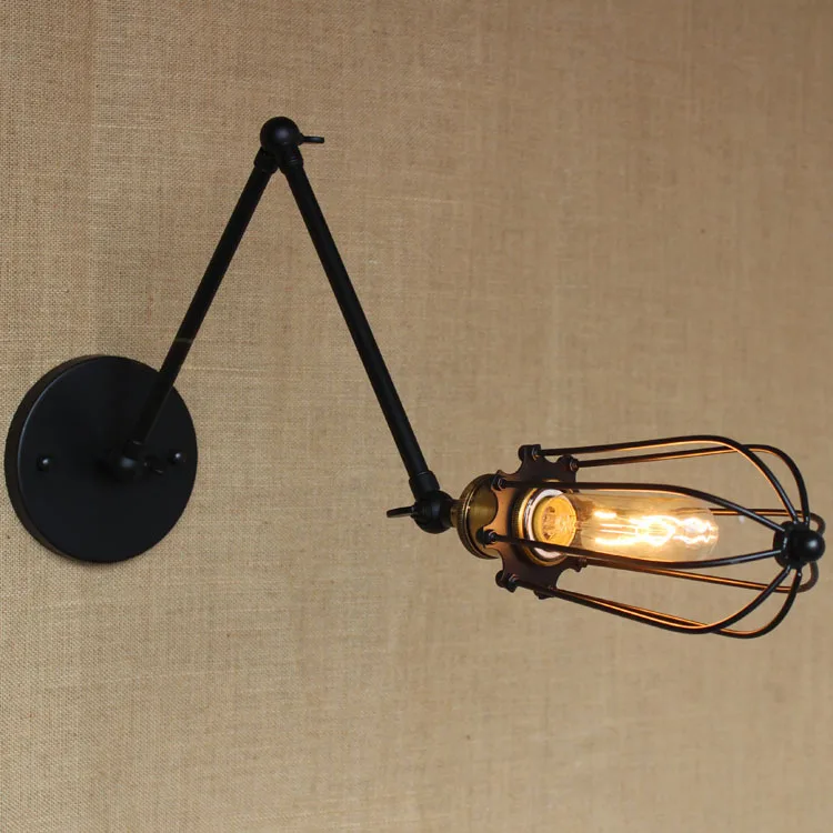 Retro vintage antique Two Swing Arm Wall Lamp For Bedroom Bedside Adjustable Wall Mount Swing Arm cage Lamp with steering head Retro vintage antique Two Swing Arm Wall Lamp For Bedroom Bedside Adjustable Wall Mount Swing Arm cage Lamp with steering head