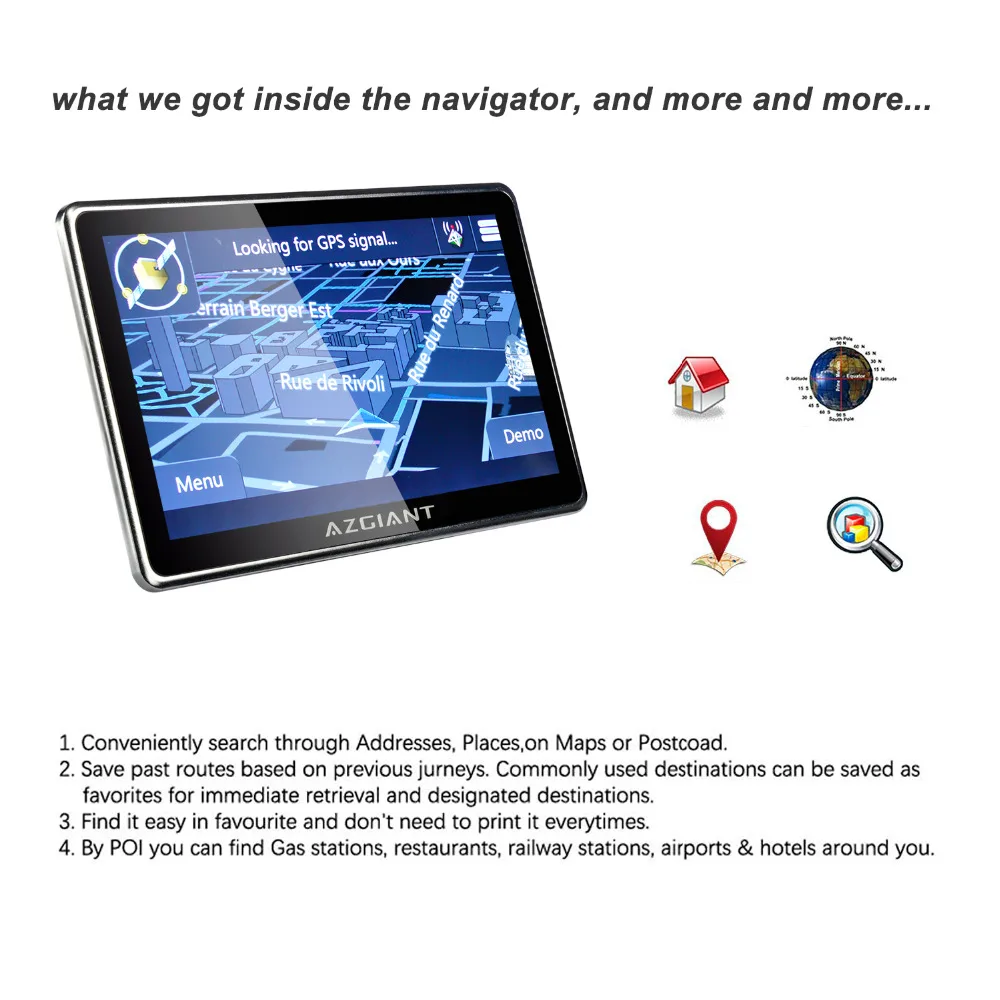 AZGIANT 7 &quotBlutooth Wi Fi Car грузовик навигация gps DVR СБ Tablet Сенсорный экран Android вождения