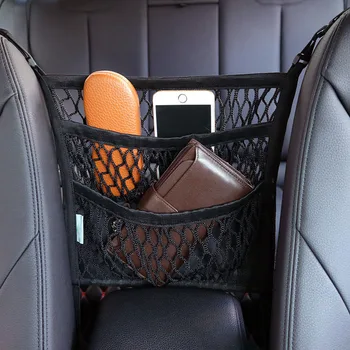 

3-Layer Car Mesh Organizer Seat Back Net Bag Cargo Tissue Holder Storage Netting Pouch Tasca portaoggetti per posto auto RT99