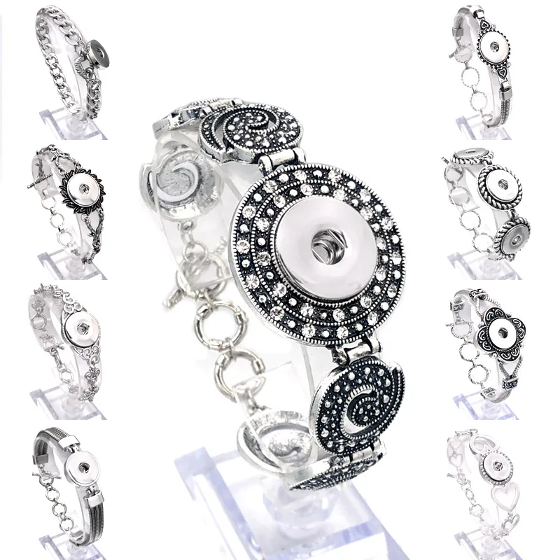 

Interchangeable Fashion Crystal Ginger Copper Bangle 018 18mm Snap Button Charms Metal Bracelet For Women Jewelry Gift