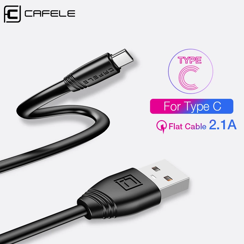 

Cafele Flat Type C Usb Cable for Samsung Huawei Xiaomi TPE Charging Cable Durable Data Sync Usb Cable 5V 2.1A
