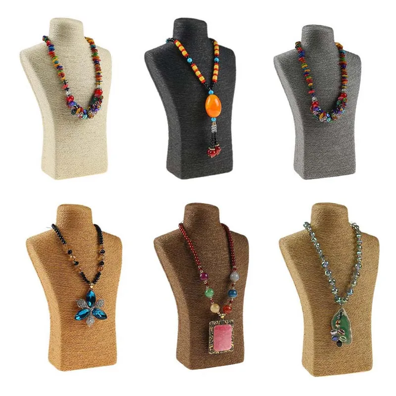 

PVC Design Jewelry Pendants Woman Rope Mannequin Necklaces Bust Stand Bust Jewellery Display Stand Shelf Holder Packaging