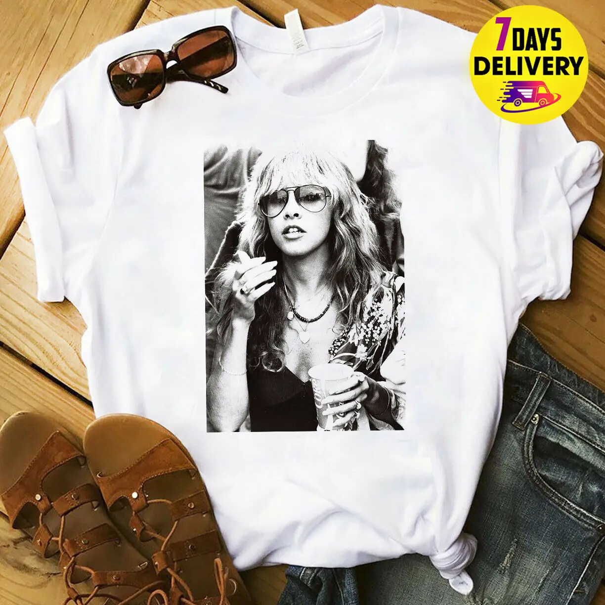 

Stevie Nicks American Singer & Songwriter T Shirt White Size S-3XL