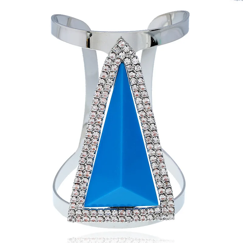 DIEZI Мода различных стилей смоляные браслеты для мужчин и женщин кристалл горный хрусталь браслет Гладкий широкий открытие регулируемый браслет - Окраска металла: sky blue