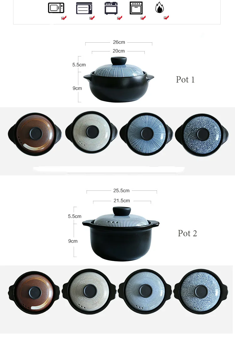 Подглазурная Ретро японский Стиль бытовой кастрюля термостойкие керамический горшок, суп тушить суп, запеканка