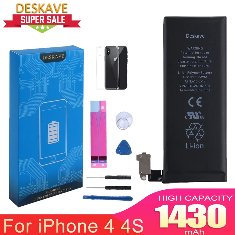Аккумулятор для телефона iphone 4 4S аккумулятор 1430 мАч A1431 1387 1332 1349 сменный AAAAA