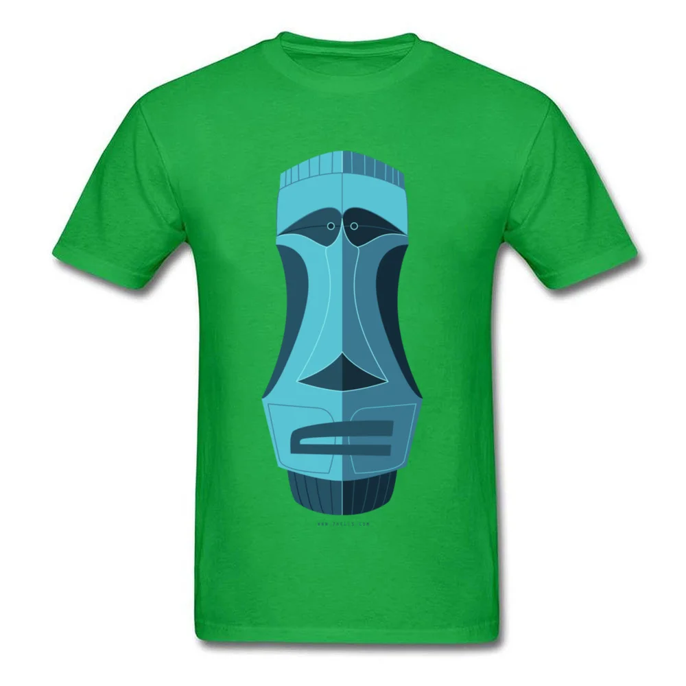 Blue Tiki Casual T Shirt for Male 100% Cotton ostern Day Tops T Shirt Family Clothing Shirt Short Sleeve High Quality O Neck Blue Tiki green