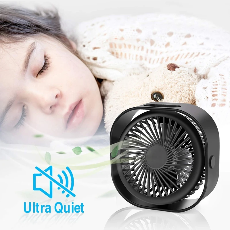 Small Portable Desk Fan, Mini Table Fan With Usb Rechargeable, 3 Speeds Quiet Personal Fan For Home Office And Travel