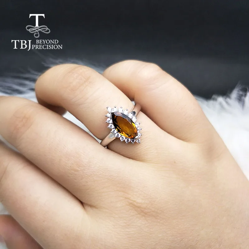 TBJ, натуральный множественный турмалиновый 1.25ct драгоценный камень кольцо 925 стерлингового серебра ювелирные украшения для женщин хороший подарок Специальная цена - Цвет камня: yellow