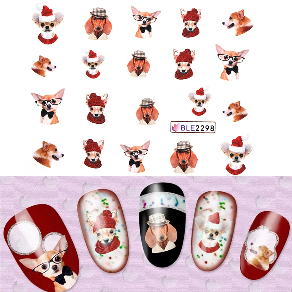 

11PCs DIY Cute Animals Nail Art Decals Mixed Pattern Dog&Cat Cartoon Water Transfer Stickers Nail Decors Beauty Manicure Tools