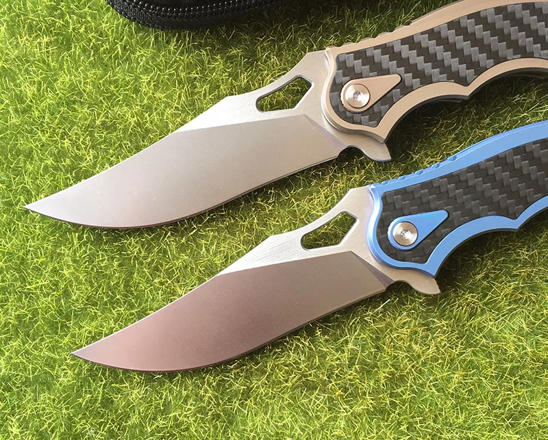 Складной нож LEMIFSHE M390 steel TC4 карманный резец из титана и стали с ручкой CF для