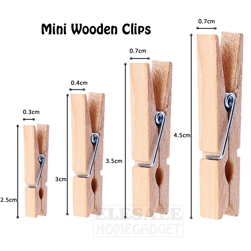 Vosarea 100pcs Mini Wooden Pegs Photo Paper Craft Clips Laundry Clothespins Black