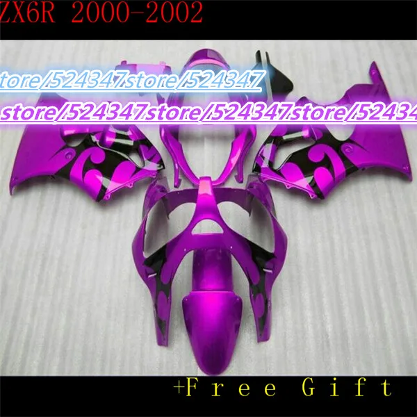 

Fei-Market hot sales manufacturers kawasaki NINJA NINJA ZX6R 01 00 02 smooth ink black motorcycle fairing of peak pink flame