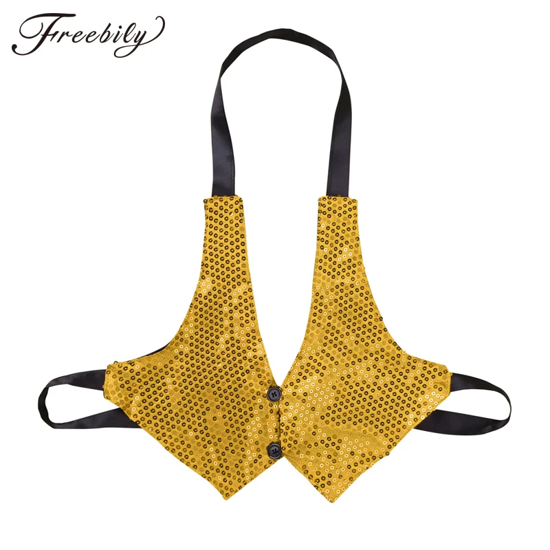 

Kids Children Halter Shiny Sequined Backless Vest Tops Waistcoat Boys Girls Stage Hip-hop Jazz Dance Costume Dance Wear