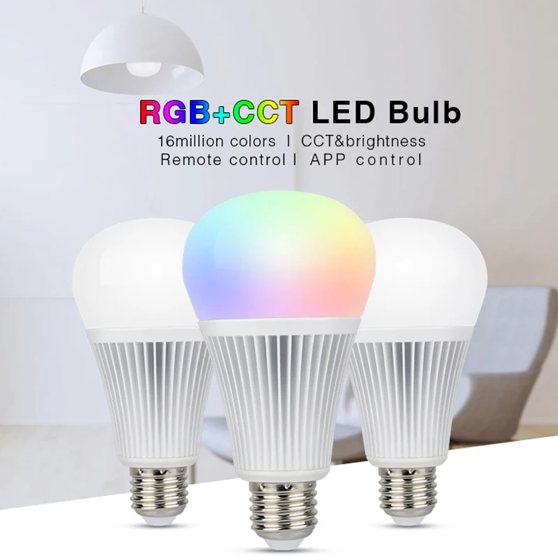 Mi light 9 Вт RGB+ CCT AC85-265V 2,4G Беспроводной E27 лампы RGBWW+ Цвет Температура с регулируемой яркостью 2 в 1 Умная Светодиодная лампа milight