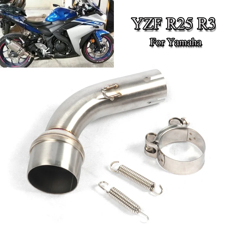 

For Yamaha YZF R3 R25 Exhaust System Pipe Motorcycle Exhaust Middle Mid Link Pipe Stainless Steel Elbow Vent Pipe Slip On Escape