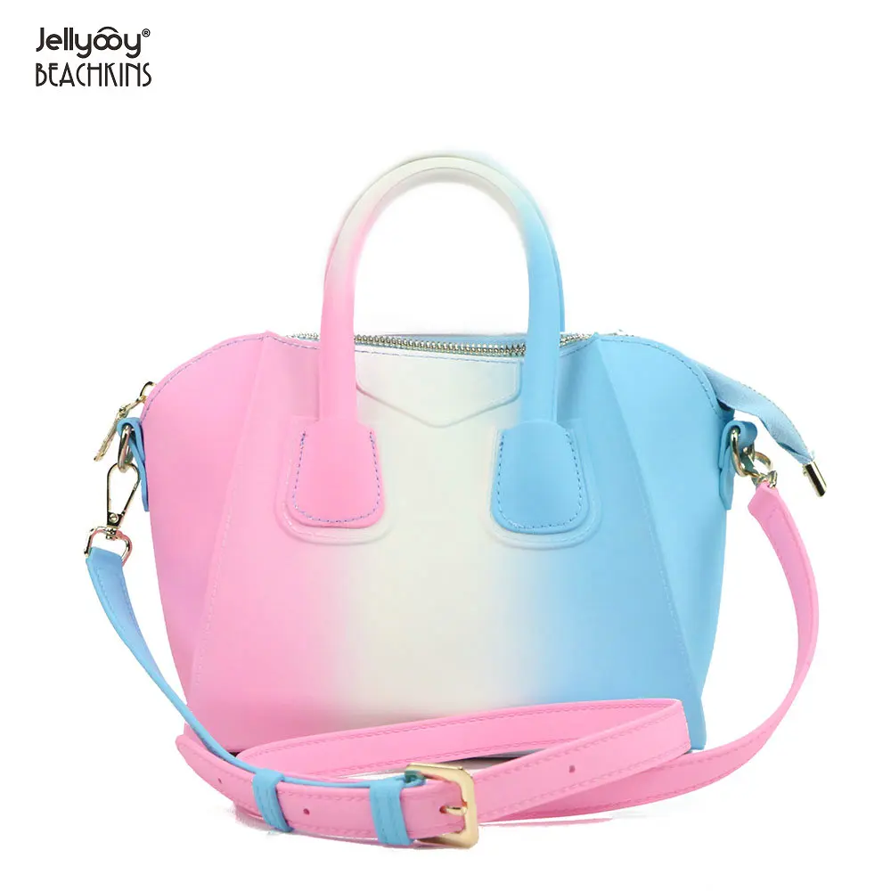 

Jellyooy BEACHKINS PVC Matte Jelly Bags Candy Beach Totes Fashion Colorful Design Lady Shoulder Handbag