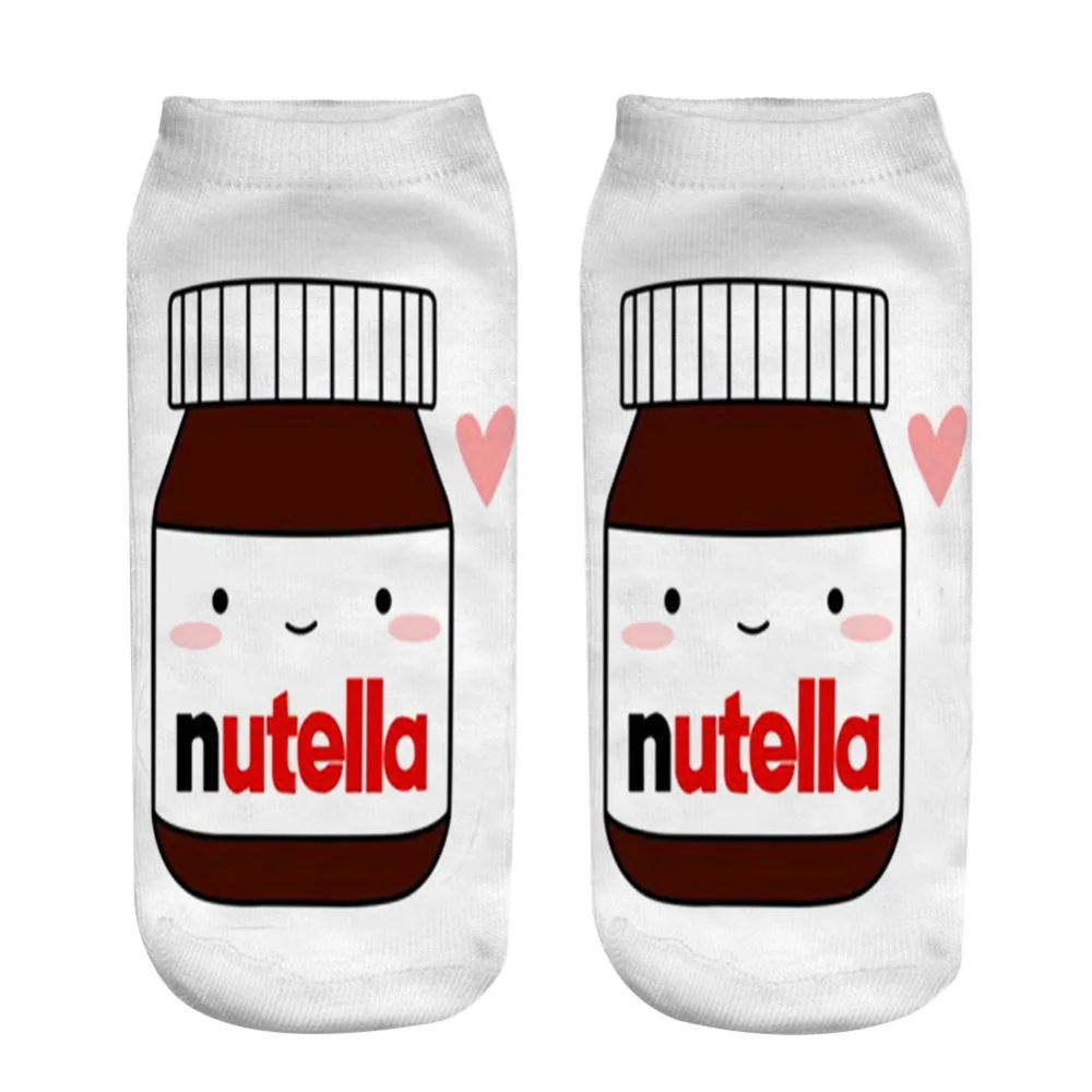 Носки с 3D принтом Nutella мужские и женские короткие носки для подростков подарок на