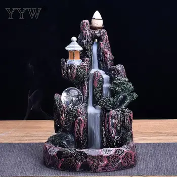

Resin Incense Burner Holder Backflow Waterfall Incense Stick Holder Aromatherapy Aroma Smoke Lofty Mountain Censer Home Decor