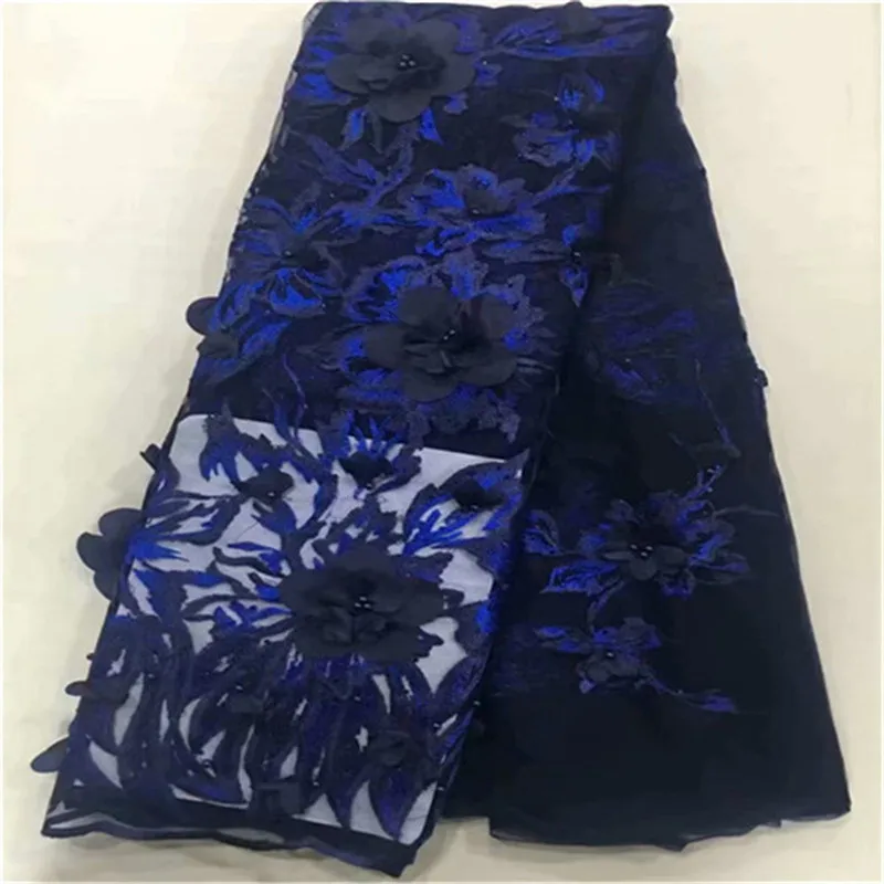 

Hot African Lace Fabric With 3D Flower And Beads 2019 Latest Lace Fabric High Quality 3D Lace Fabric For Wedding Dress