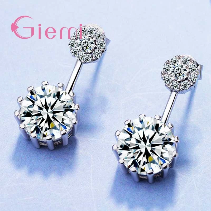 

GIEMI Charming Orginal Big Bright Cubic Zircon Pendant Earrings For Women Girls 925 Sterling Silver Good Cubic Zirconia Jewelry