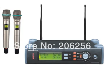 

Free shipping OK-82/2H dual professional UHF/PLL true diversity wireless microphone system wireless dual handheld transmitter
