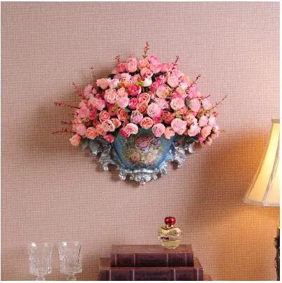 Американские ретро настенные подвесные вазы, фреска из смолы, креативное поддельное украшение цветочный горшок для дома, гостиной, стены, свадебные украшения - Цвет: O