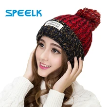 Corea invierno etiquetado mujeres de sombrero de lana parche grueso cálido sombrero gorros sombreros de Multi-color de punto sombrero mujer sombrero tapas(China)