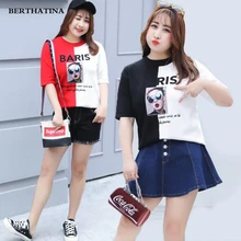 Новая мода Демисезонный футболка брендовая одежда хип-хоп Письмо печати Для женщин футболка 5 очков рукав Высокое качество, Большие размеры