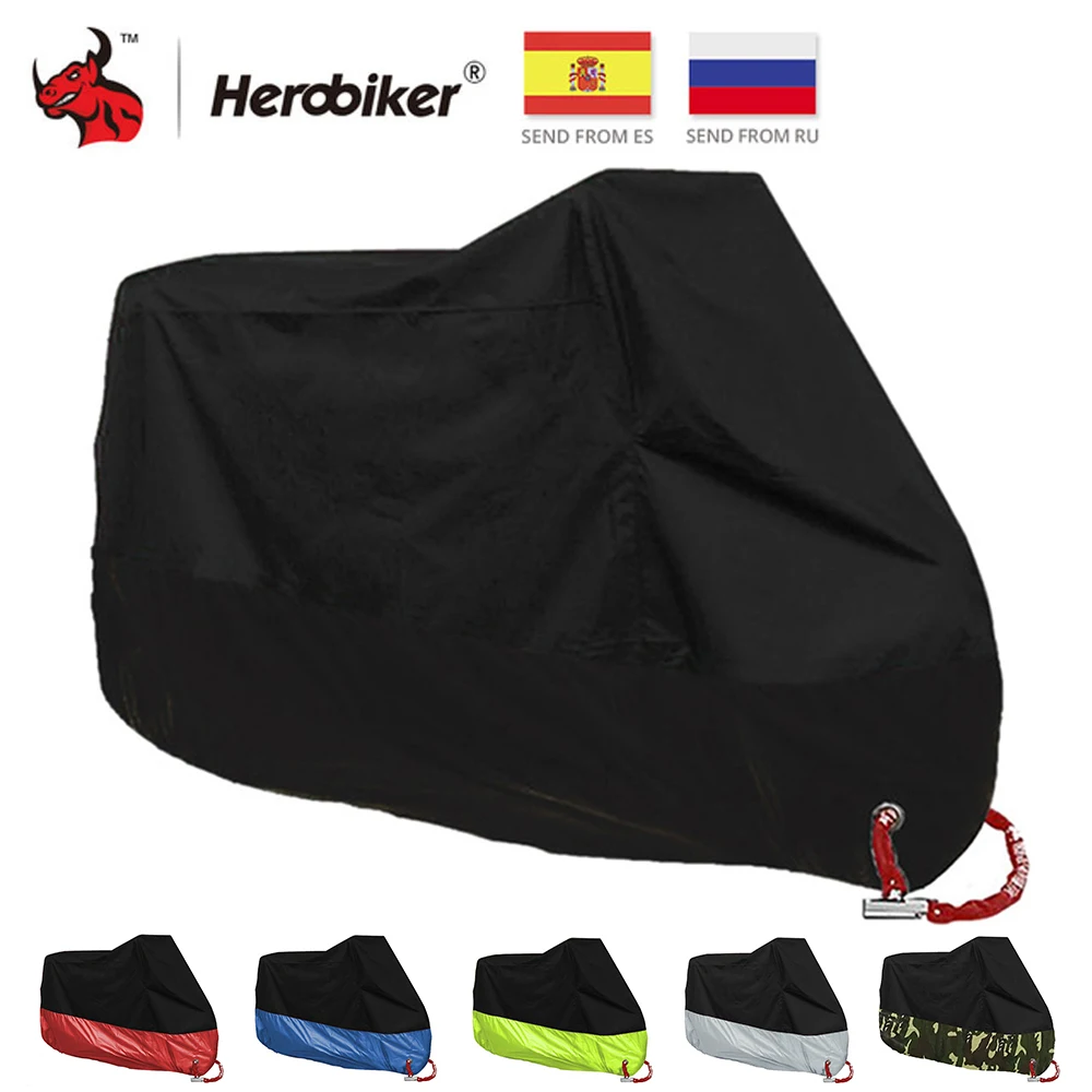 Herobiker мотоцикл крышка велосипед всесезонные водостойкие пылезащитный, УФ защитный Крытый мото скутер мотоцикл Дождевик - изображение