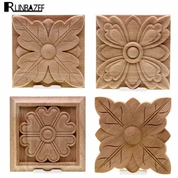 

RUNBAZEF The Unpainted Wood Color Decal Applique Furniture Square Box Shavings Home Decoration Accessories Craft Miniature