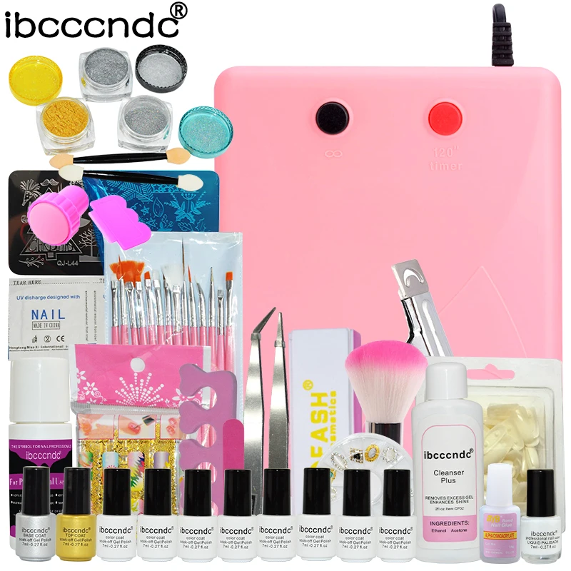 Manicure Nail Art Set 8 Color 7ml Nail Gel 36W UV Lamp Base Top Coat Polish Remover Manicure Tools Nail Tips Mirror Powder Kit Manicure Nail Art Set 8 Color 7ml Nail Gel 36W UV Lamp Base Top Coat Polish Remover Manicure Tools Nail Tips Mirror Powder Kit
