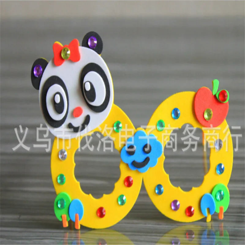 

10pcs/set DIY Handmade Cartoon animal Glasses 3D Eva Stickers Educational Toys For Kids Birthday Party Gift baby puzzles toy