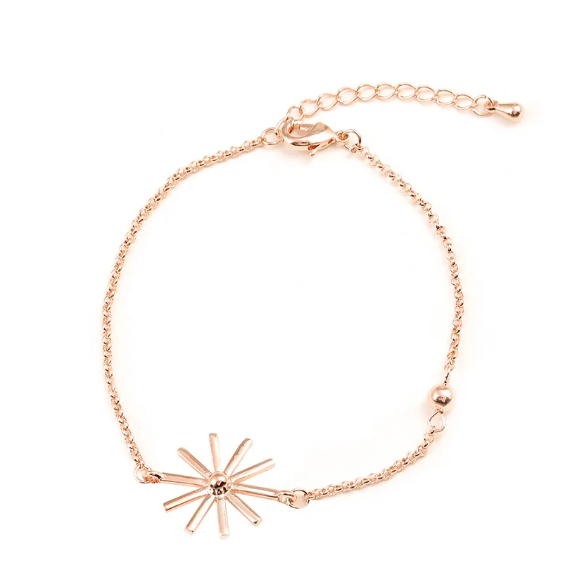 

C162 Minimalist Charm Sun Flower Bracelets for Women Trendy Chain Dainty Thin Snowflake Bracelet Jewelry Female Girl Pulseira